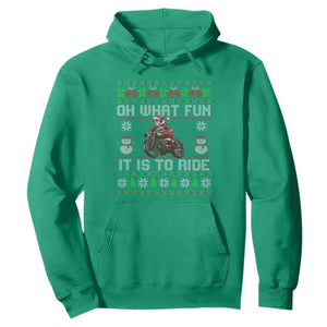 Biker Santa Claus Hoodie Oh What Fun It Is To Ride Motorcycle Christmas Ugly Sweater TS02 Irish Green Print Your Wear