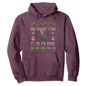 Biker Santa Claus Hoodie Oh What Fun It Is To Ride Motorcycle Christmas Ugly Sweater TS02 Maroon Print Your Wear