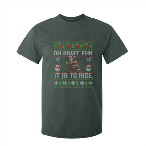 Biker Santa Claus T Shirt For Kid Oh What Fun It Is To Ride Motorcycle Christmas Ugly Sweater TS02 Dark Forest Green Print Your Wear