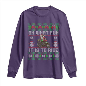 Biker Santa Claus Long Sleeve Shirt Oh What Fun It Is To Ride Motorcycle Christmas Ugly Sweater TS02 Purple Print Your Wear