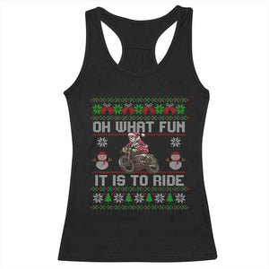 Biker Santa Claus Racerback Tank Top Oh What Fun It Is To Ride Motorcycle Christmas Ugly Sweater TS02 Black Print Your Wear