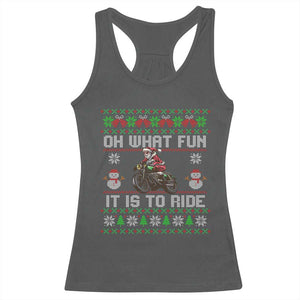 Biker Santa Claus Racerback Tank Top Oh What Fun It Is To Ride Motorcycle Christmas Ugly Sweater TS02 Dark Heather Print Your Wear