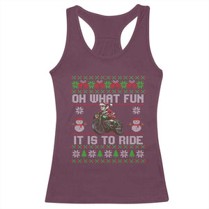 Biker Santa Claus Racerback Tank Top Oh What Fun It Is To Ride Motorcycle Christmas Ugly Sweater TS02 Maroon Print Your Wear