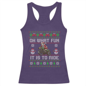 Biker Santa Claus Racerback Tank Top Oh What Fun It Is To Ride Motorcycle Christmas Ugly Sweater TS02 Purple Print Your Wear