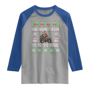 Biker Santa Claus Raglan Shirt Oh What Fun It Is To Ride Motorcycle Christmas Ugly Sweater TS02 Sport Gray Royal Print Your Wear