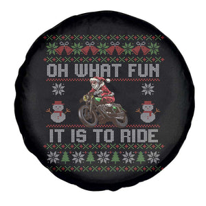 Biker Santa Claus Spare Tire Cover Oh What Fun It Is To Ride Motorcycle Christmas Ugly Sweater TS02 Print Your Wear