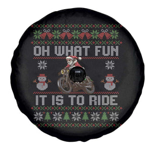 Biker Santa Claus Spare Tire Cover Oh What Fun It Is To Ride Motorcycle Christmas Ugly Sweater TS02 Print Your Wear