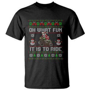 Biker Santa Claus T Shirt Oh What Fun It Is To Ride Motorcycle Christmas Ugly Sweater TS02 Black Print Your Wear