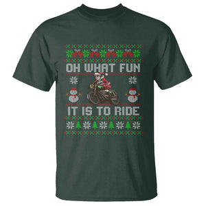 Biker Santa Claus T Shirt Oh What Fun It Is To Ride Motorcycle Christmas Ugly Sweater TS02 Dark Forest Green Print Your Wear