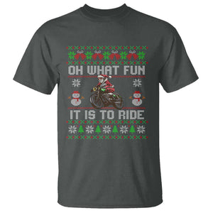 Biker Santa Claus T Shirt Oh What Fun It Is To Ride Motorcycle Christmas Ugly Sweater TS02 Dark Heather Print Your Wear