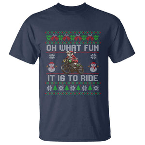 Biker Santa Claus T Shirt Oh What Fun It Is To Ride Motorcycle Christmas Ugly Sweater TS02 Navy Print Your Wear