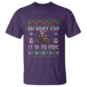 Biker Santa Claus T Shirt Oh What Fun It Is To Ride Motorcycle Christmas Ugly Sweater TS02 Purple Print Your Wear