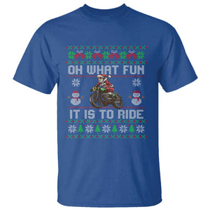 Biker Santa Claus T Shirt Oh What Fun It Is To Ride Motorcycle Christmas Ugly Sweater TS02 Royal Blue Print Your Wear