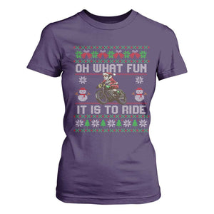 Biker Santa Claus T Shirt For Women Oh What Fun It Is To Ride Motorcycle Christmas Ugly Sweater TS02 Purple Print Your Wear