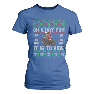 Biker Santa Claus T Shirt For Women Oh What Fun It Is To Ride Motorcycle Christmas Ugly Sweater TS02 Royal Blue Print Your Wear