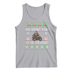 Biker Santa Claus Tank Top Oh What Fun It Is To Ride Motorcycle Christmas Ugly Sweater TS02 Athletic Heather Print Your Wear