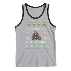 Biker Santa Claus Tank Top Oh What Fun It Is To Ride Motorcycle Christmas Ugly Sweater TS02 Athletic Heather Black Print Your Wear