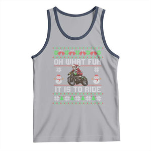 Biker Santa Claus Tank Top Oh What Fun It Is To Ride Motorcycle Christmas Ugly Sweater TS02 Athletic Heather Navy Print Your Wear