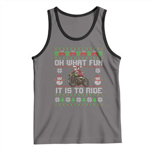 Biker Santa Claus Tank Top Oh What Fun It Is To Ride Motorcycle Christmas Ugly Sweater TS02 Deep Heather Black Print Your Wear