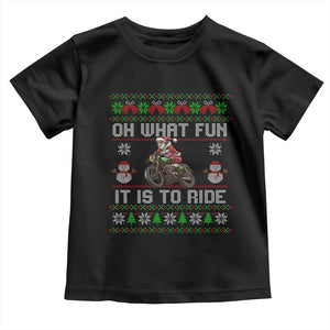 Biker Santa Claus Toddler T Shirt Oh What Fun It Is To Ride Motorcycle Christmas Ugly Sweater TS02 Black Print Your Wear