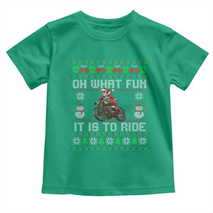 Biker Santa Claus Toddler T Shirt Oh What Fun It Is To Ride Motorcycle Christmas Ugly Sweater TS02 Irish Green Print Your Wear