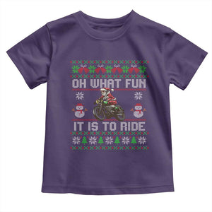 Biker Santa Claus Toddler T Shirt Oh What Fun It Is To Ride Motorcycle Christmas Ugly Sweater TS02 Purple Print Your Wear