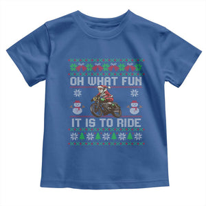 Biker Santa Claus Toddler T Shirt Oh What Fun It Is To Ride Motorcycle Christmas Ugly Sweater TS02 Royal Blue Print Your Wear