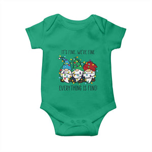 Christmas Gnomies Baby Onesie It's Fine I'm Fine Everything Is Fine TS02 Irish Green Print Your Wear