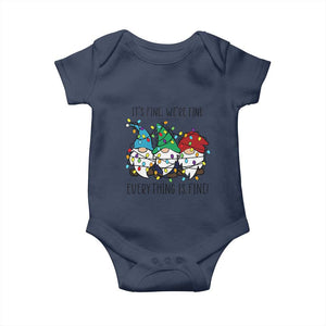 Christmas Gnomies Baby Onesie It's Fine I'm Fine Everything Is Fine TS02 Navy Print Your Wear