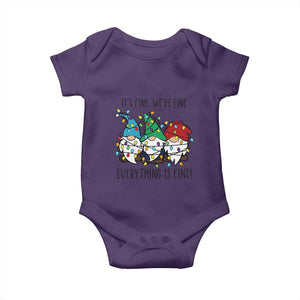 Christmas Gnomies Baby Onesie It's Fine I'm Fine Everything Is Fine TS02 Purple Print Your Wear