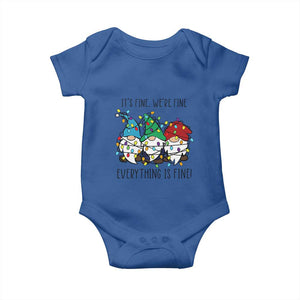 Christmas Gnomies Baby Onesie It's Fine I'm Fine Everything Is Fine TS02 Royal Blue Print Your Wear