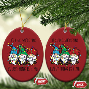 Xmas Gnomies Christmas Ornament It's Fine I'm Fine Everything Is Fine TS02 Oval Red Print Your Wear