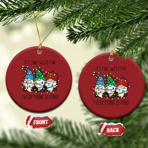 Xmas Gnomies Christmas Ornament It's Fine I'm Fine Everything Is Fine TS02 Circle Red Print Your Wear