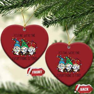 Xmas Gnomies Christmas Ornament It's Fine I'm Fine Everything Is Fine TS02 Heart Red Print Your Wear