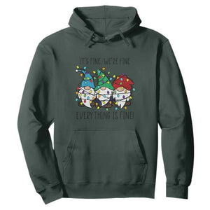 Christmas Gnomies Hoodie It's Fine I'm Fine Everything Is Fine TS02 Dark Forest Green Print Your Wear