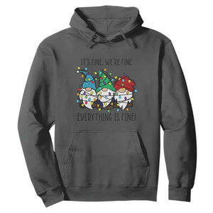 Christmas Gnomies Hoodie It's Fine I'm Fine Everything Is Fine TS02 Dark Heather Print Your Wear