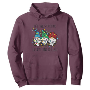 Christmas Gnomies Hoodie It's Fine I'm Fine Everything Is Fine TS02 Maroon Print Your Wear