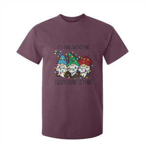 Christmas Gnomies T Shirt For Kid It's Fine I'm Fine Everything Is Fine TS02 Maroon Print Your Wear