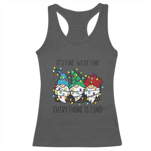 Christmas Gnomies Racerback Tank Top It's Fine I'm Fine Everything Is Fine TS02 Dark Heather Print Your Wear