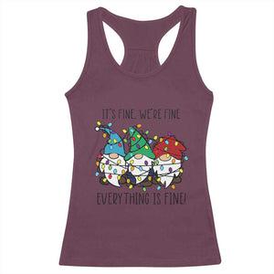 Christmas Gnomies Racerback Tank Top It's Fine I'm Fine Everything Is Fine TS02 Maroon Print Your Wear