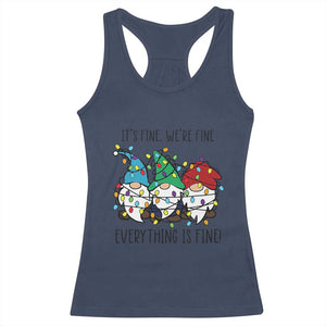 Christmas Gnomies Racerback Tank Top It's Fine I'm Fine Everything Is Fine TS02 Navy Print Your Wear