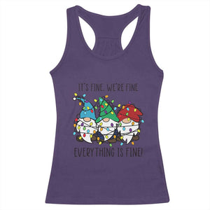 Christmas Gnomies Racerback Tank Top It's Fine I'm Fine Everything Is Fine TS02 Purple Print Your Wear