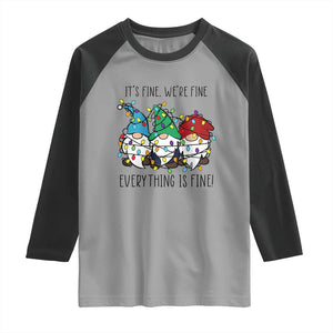 Christmas Gnomies Raglan Shirt It's Fine I'm Fine Everything Is Fine TS02 Sport Gray Black Print Your Wear