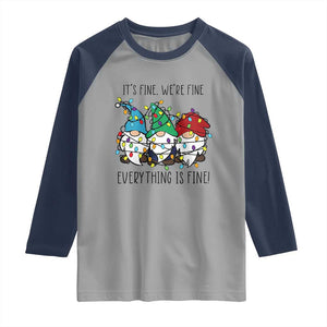 Christmas Gnomies Raglan Shirt It's Fine I'm Fine Everything Is Fine TS02 Sport Gray Navy Print Your Wear