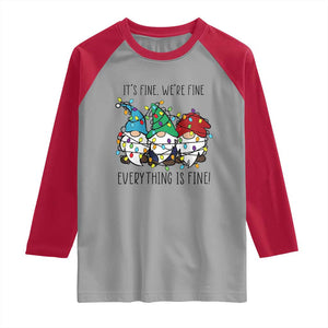 Christmas Gnomies Raglan Shirt It's Fine I'm Fine Everything Is Fine TS02 Sport Gray Red Print Your Wear