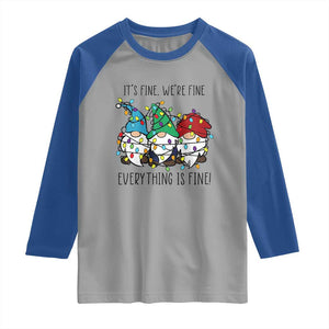 Christmas Gnomies Raglan Shirt It's Fine I'm Fine Everything Is Fine TS02 Sport Gray Royal Print Your Wear