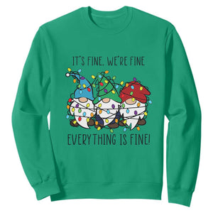 Christmas Gnomies Sweatshirt It's Fine I'm Fine Everything Is Fine TS02 Irish Green Print Your Wear