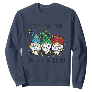 Christmas Gnomies Sweatshirt It's Fine I'm Fine Everything Is Fine TS02 Navy Print Your Wear