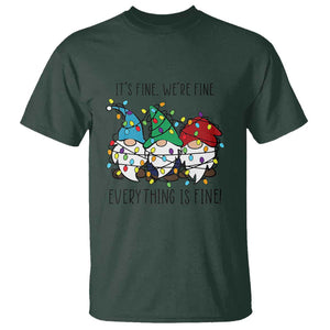 Christmas Gnomies T Shirt It's Fine I'm Fine Everything Is Fine TS02 Dark Forest Green Print Your Wear