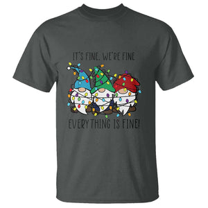 Christmas Gnomies T Shirt It's Fine I'm Fine Everything Is Fine TS02 Dark Heather Print Your Wear